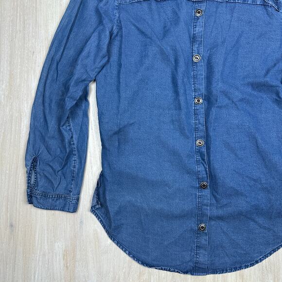 Neon Buddha Button Down Long Sleeve Chambray Denim Classic Casual Shirt Large - Picture 11 of 16